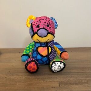 Romero Britto Colorful Patchwork Stuffed Bear -Tallulah 8”